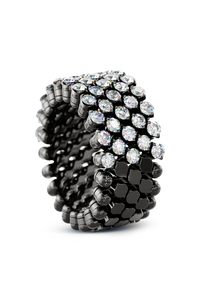 Brevetto 5-row Multi Size Ring in Black Gold