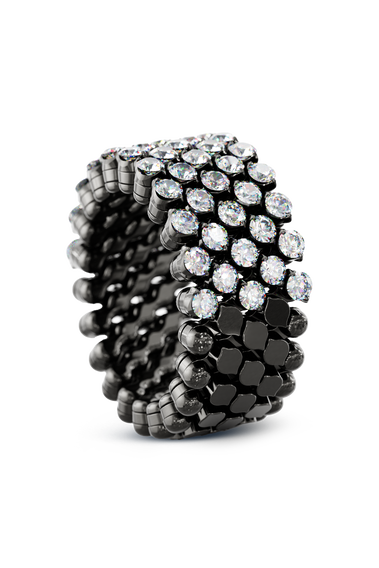 Brevetto 5-row Multi Size Ring in Black Gold
