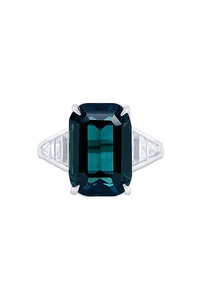 Cushion Cut Green Sapphire Ring