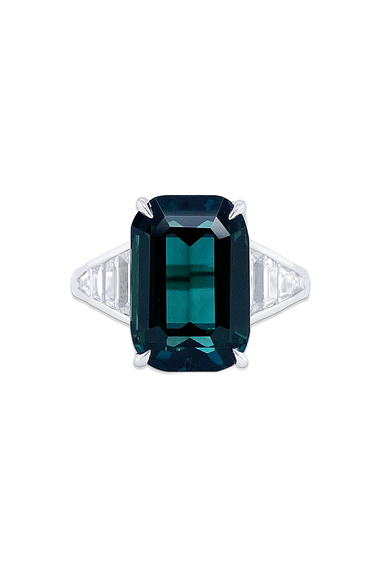Cushion Cut Green Sapphire Ring