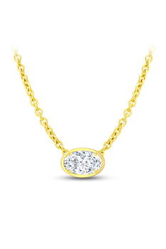 Oval Cut Diamond Bezel Pendant in Yellow Gold