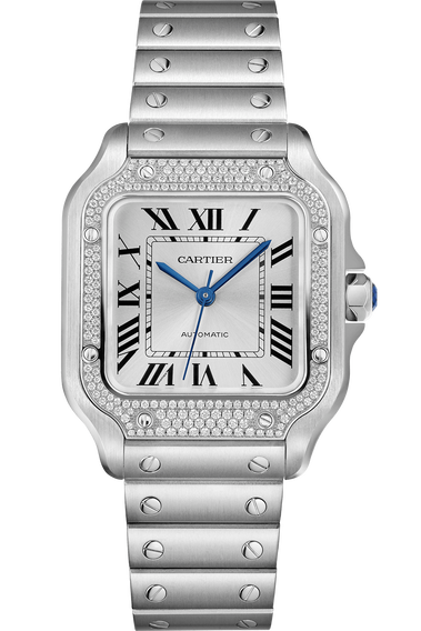 Santos de Cartier Steel Paved, Medium Model