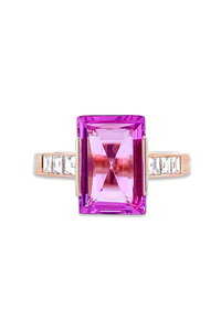 Rectangular Cut Pink Sapphire Ring