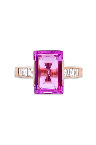 Rectangular Cut Pink Sapphire Ring