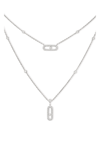 Move Uno 2-row Pavé Necklace in White Gold