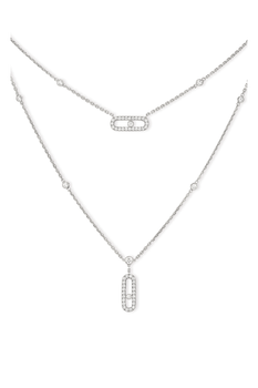 Move Uno 2-row Pav&eacute; Necklace in White Gold