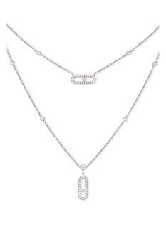 2 rows white gold diamond pav&eacute; necklace