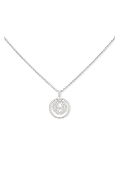 Lucky Move Pav&eacute; Pendant in White Gold