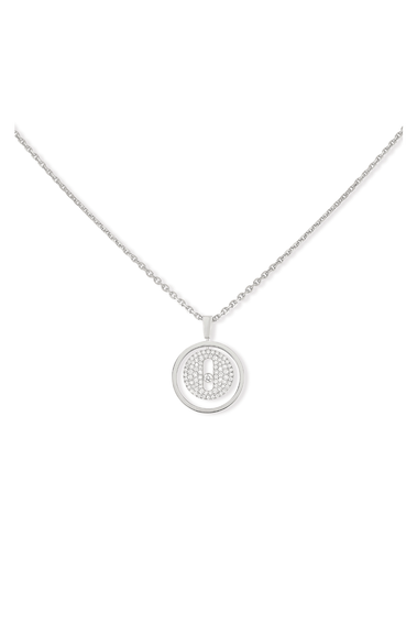 Lucky Move Pav&eacute; Pendant in White Gold