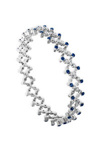 Serafino 5-row Ring Bracelet in White Gold with Blue Sapphires