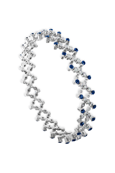 Serafino 5-row Ring Bracelet in White Gold with Blue Sapphires