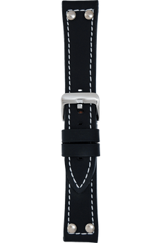 20 mm Black Silicone Layered Leather Strap