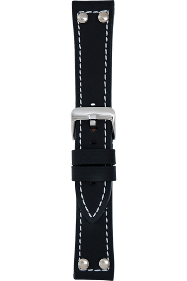 20 mm Black Silicone Layered Leather Strap