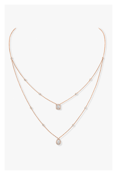 My Twin 2-row Necklace in Pink Gold
