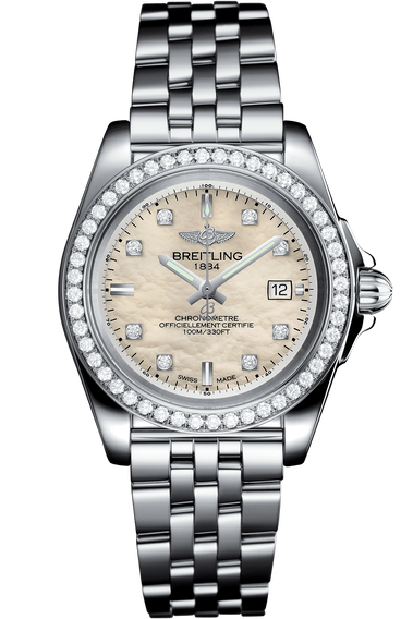 Breitling Galactic 32 Sleek Edition Steel Gem Set Bezel MOP Diamond Dial