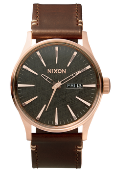 Sentry Leather, Rose Gold / Gunmetal / Brown