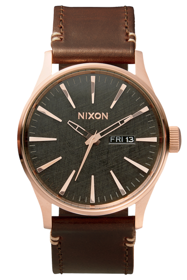 Sentry Leather, Rose Gold / Gunmetal / Brown