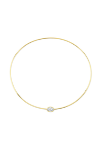 Oval cut Diamond Wire Necklace in Yellow Gold