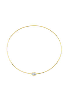 Oval cut Diamond Wire Necklace in Yellow Gold