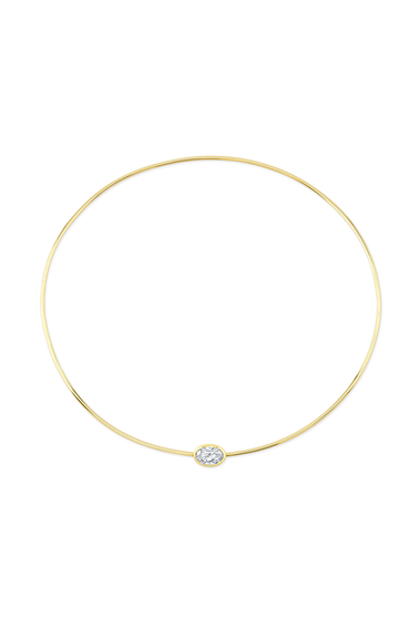 Oval cut Diamond Wire Necklace in Yellow Gold