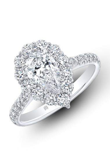 Pear cut Diamond Cluster Ring in White Gold