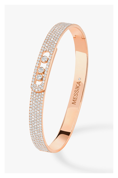 Move Noa Full Pav&eacute; SM Bangle in Pink Gold Size M