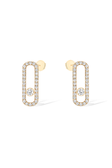 Move Uno pav&eacute;-set diamond earrings in yellow gold