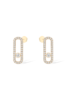 Move Uno pav&eacute;-set diamond earrings in yellow gold