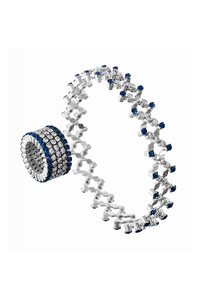 Serafino 5-row Ring Bracelet in White Gold with Blue Sapphires