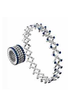 Serafino 5-row Ring Bracelet in White Gold with Blue Sapphires