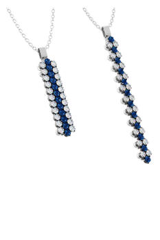 Brevetto 3-row Multi Size Pendant in White and Black Gold with Sapphires