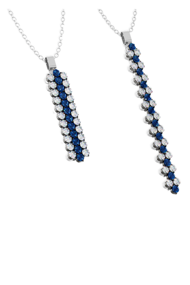 Brevetto 3-row Multi Size Pendant in White and Black Gold with Sapphires