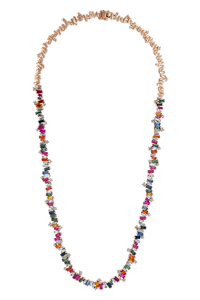 Bold Burst Rainbow Sapphire Tennis Necklace