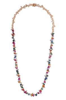 Bold Burst Rainbow Sapphire Tennis Necklace