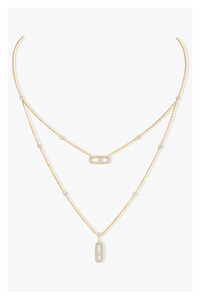 Move Uno 2-row Pavé Necklace in Yellow Gold