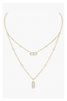 Move Uno 2-row Pav&eacute; Necklace in Yellow Gold