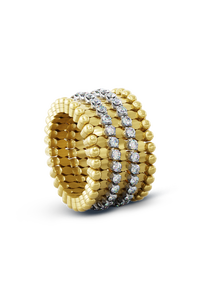 Serafino Alternato 7-row Ring Bracelet in Yellow and White Gold