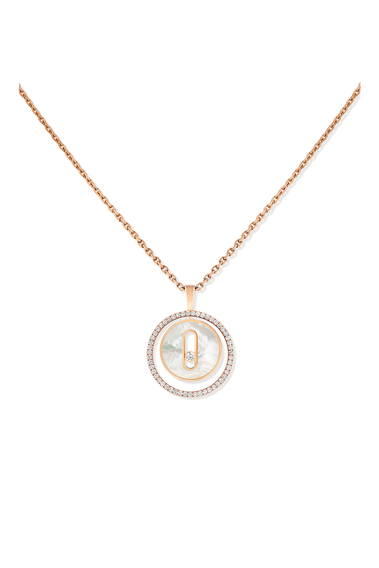 Lucky Move PM diamond necklace in pink gold and white mother-of-pearl