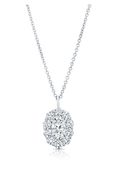 Oval cut Diamond Pendant Necklace 0.99 ct