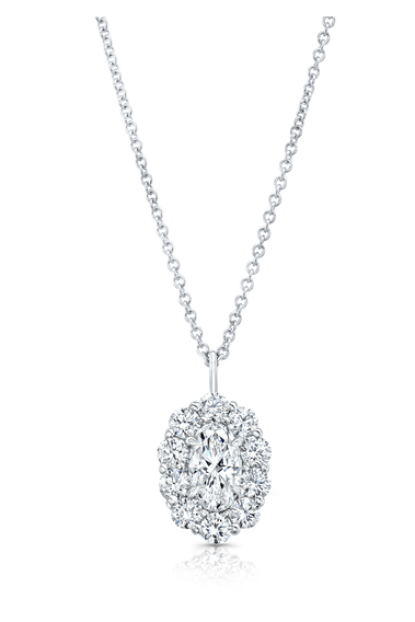 Oval cut Diamond Pendant Necklace 0.99 ct