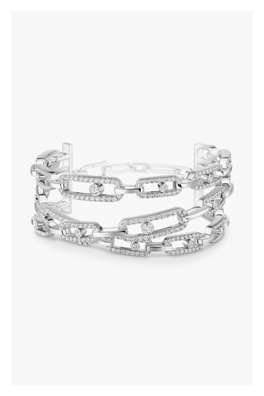 Move Link 3-Row Cuff in White Gold