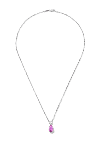 Pear Shape Pink Sapphire Pendant Necklace