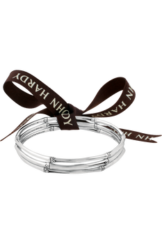 Bamboo Silver Slim Bangle Bracelet