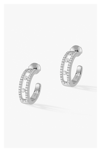 Move Classique Pavé Hoops in White Gold