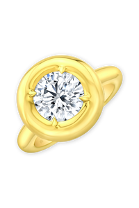 Round Cut Diamond Bezel Ring in Yellow Gold