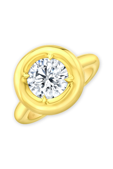 Round Cut Diamond Bezel Ring in Yellow Gold