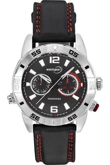 Watchgear by Tourneau Corporate Collection Men s Steel Day Date Black Subdial Dial Strap