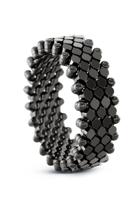 Brevetto 7-row Multi Size Ring in Black Gold