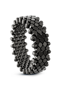 Brevetto 7-row Multi Size Ring in Black Gold