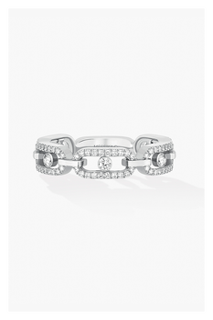 Move Link Multi Pav&eacute; Ring in White Gold Size 55